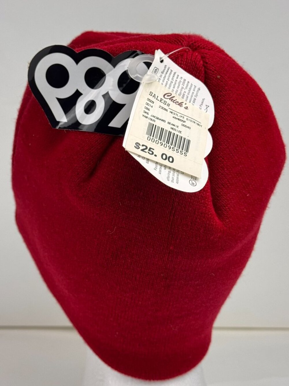 Six Eight Six Red Gray Jacquard Beanie Winter Snow Ski Hat OSFA New With Defect - Picture 5 of 9